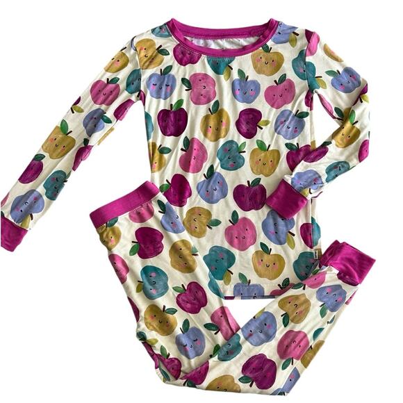 LITTLE SLEEPIES Bamboo Apple Print 2 Piece Pajama Set 4T - Picture 1 of 8